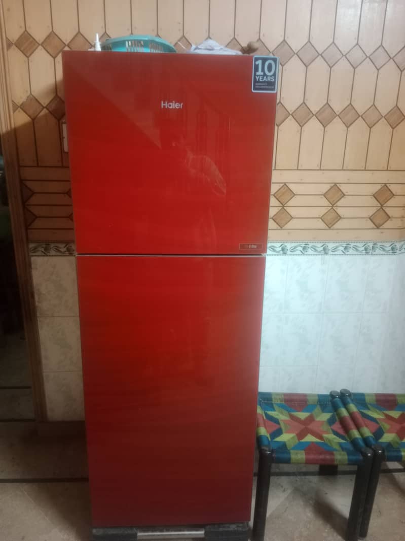 Haier glass door fridge Red colour for sale 2