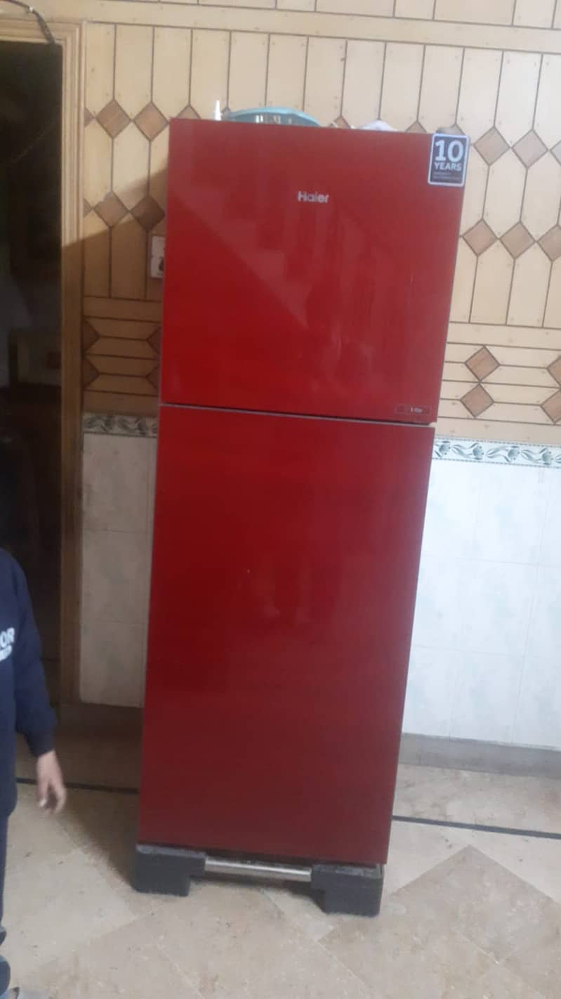 Haier glass door fridge Red colour for sale 12