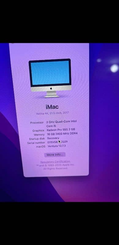 Apple iMac Retina 4K 21.5-inch 3.0GHz  i5 Mid 2017  16gb /1Tb SSD 10