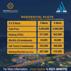 3 Marla Residential Plot For Sale On Installments (Cost of Land)