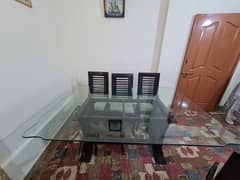 6 seater Glass top Dining table