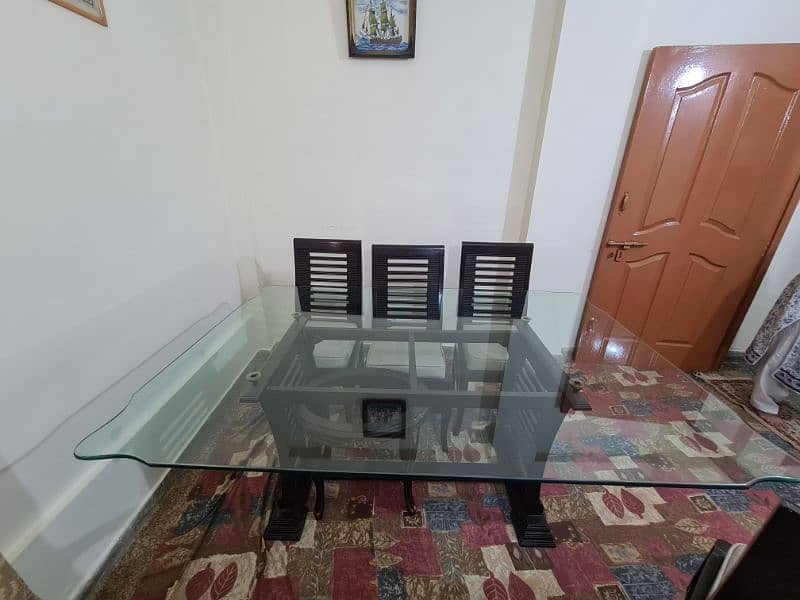 6 seater Glass top Dining table 0