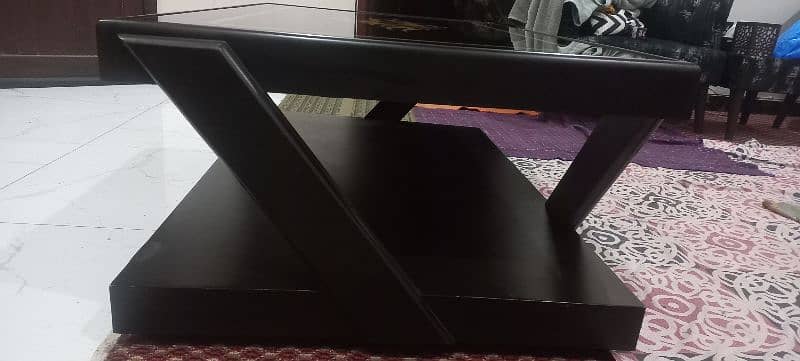 centre wooden table with glass top 2