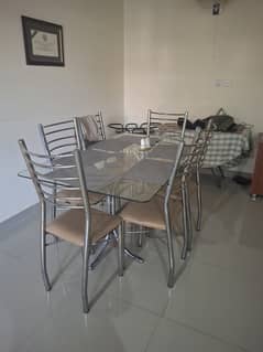 Dining table with six chairs