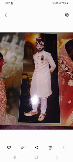 groom off white sherwani