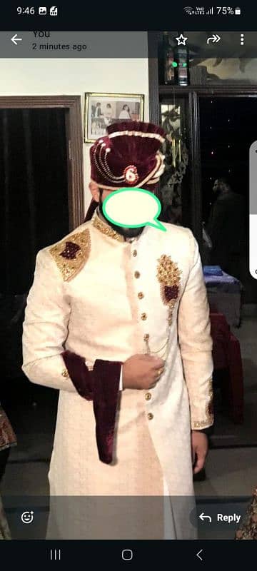 groom off white sherwani 1