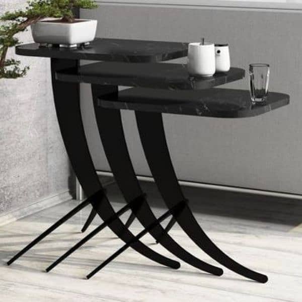 East Urban Home Hico Abstract Nestinng Tables ,Set of 3 pieces 3