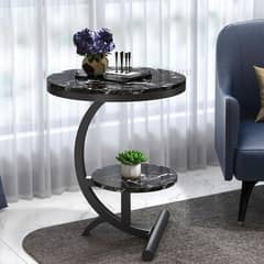 Noir Curvo Table - Wooden Sheet in Marbel touch | CASONA LIVING