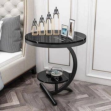 Noir Curvo Table - Wooden Sheet in Marbel touch | CASONA LIVING 1