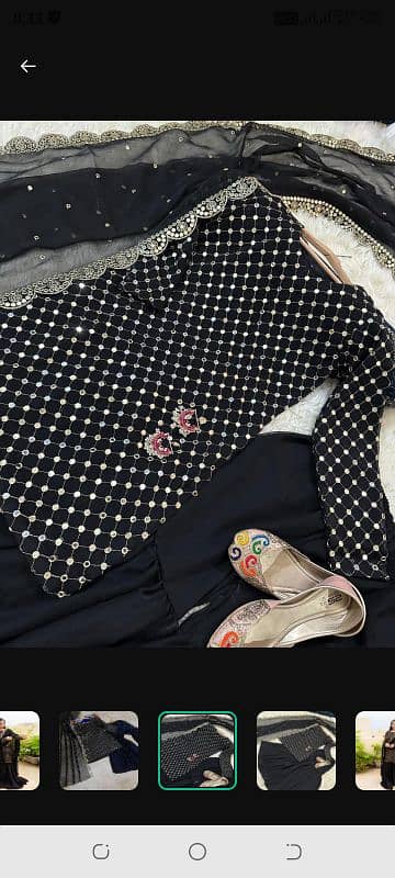 stunning black chiffon sequins embroidery  gharara. shirt set-3pcs 2