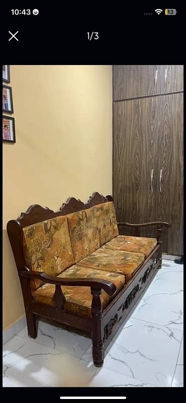 3 seater wooden sofa 0