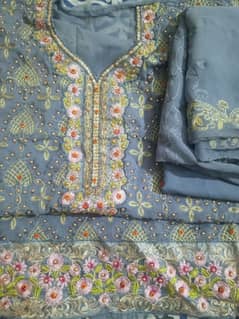 Unstitched Ladies Suit, Full Embroidery with stone work