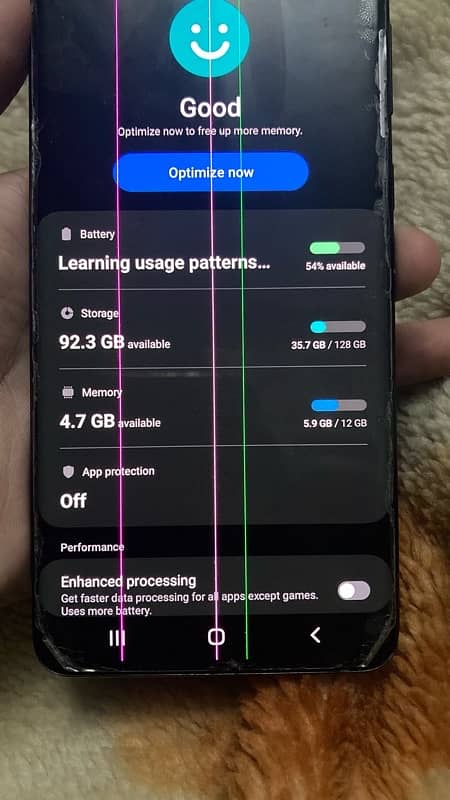 Samsung S20 Plus non Pta 12/128GB lines on panel 2