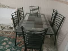 6 seater iron dining table