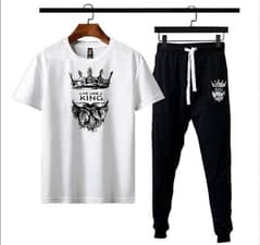 2 PCs Men's Cotton Jersey Printed Track Suit