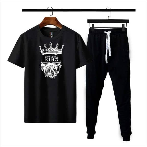 2 PCs Men's Cotton Jersey Printed Track Suit 1