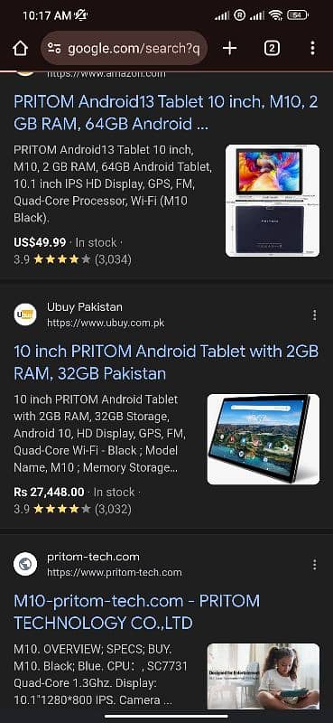 PRITOM Android 13 Tablet 10 inch, M10, 2 GB RAM, 32GB Android Tablet 8