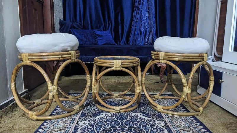 bamboo stools with coffee table 1