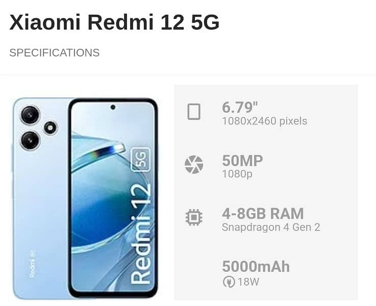 Redmi 12 5G (Non PTA), complete samaan with box. 3