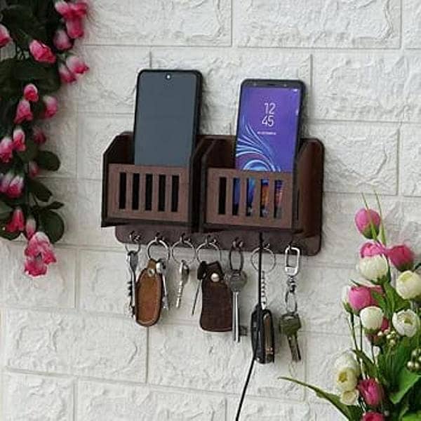 Elegant MDF Wood Mobile & Key Holder-1 Pc 1