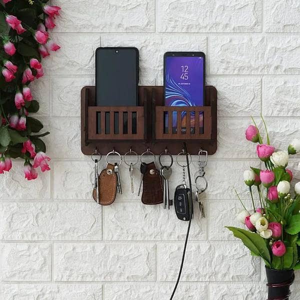 Elegant MDF Wood Mobile & Key Holder-1 Pc 4