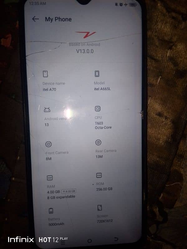 itel a70 12.256GB 5000mah just 13000 2