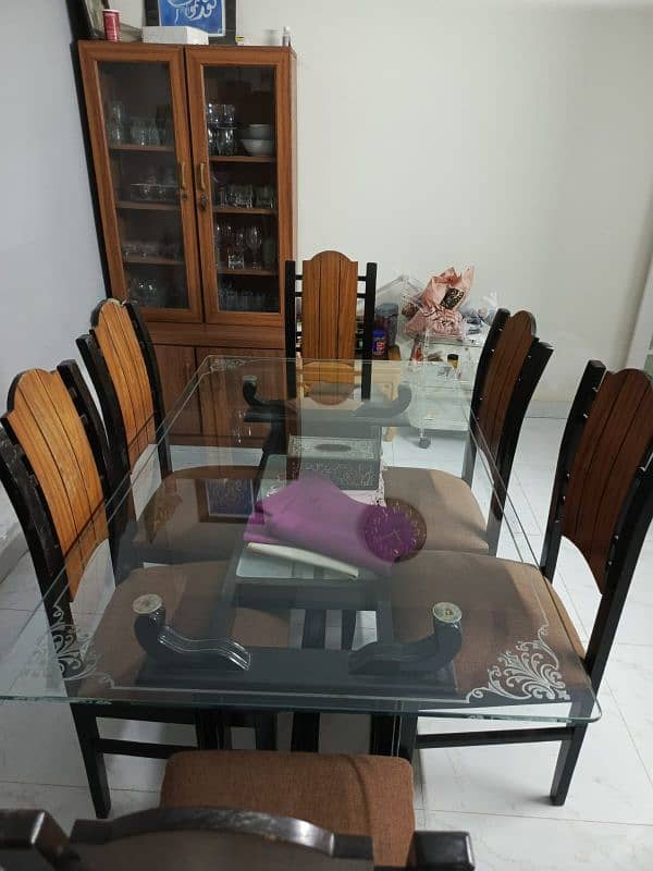 wood 6 person glass dining table 1