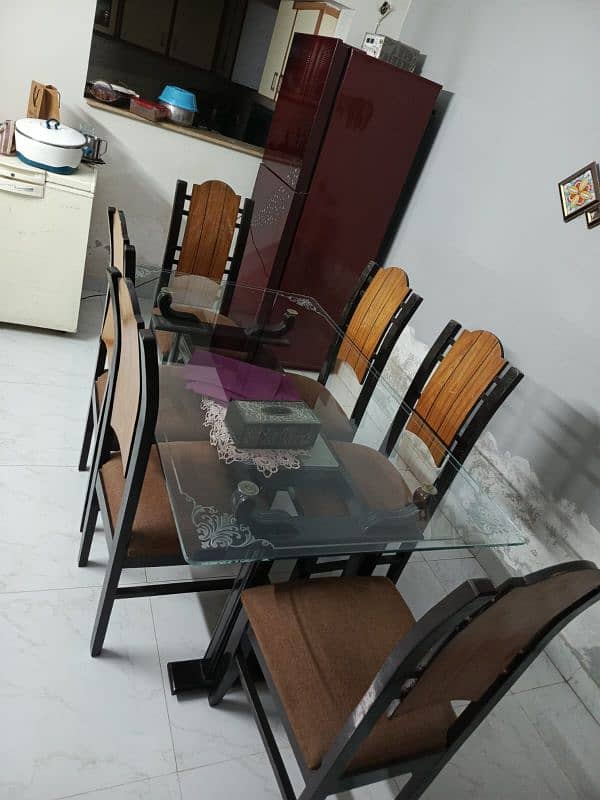 wood 6 person glass dining table 2