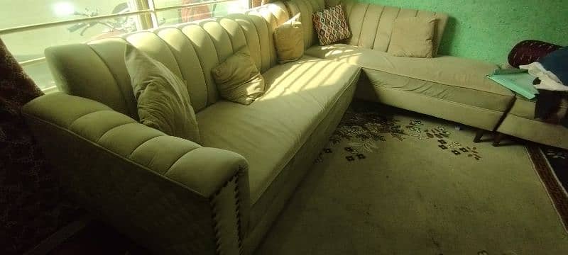 L shape 7 seater, beach color in good condition 5