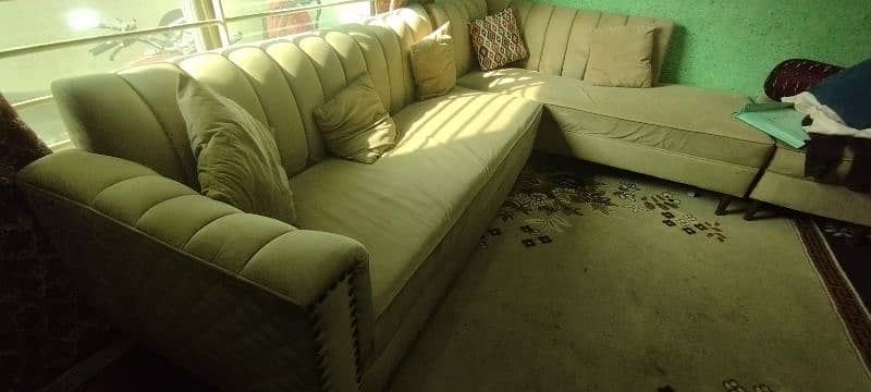 L shape 7 seater, beach color in good condition 6