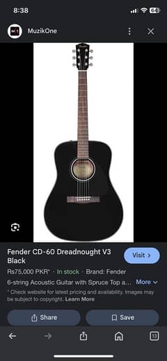 Fender Original 6 String Guitar