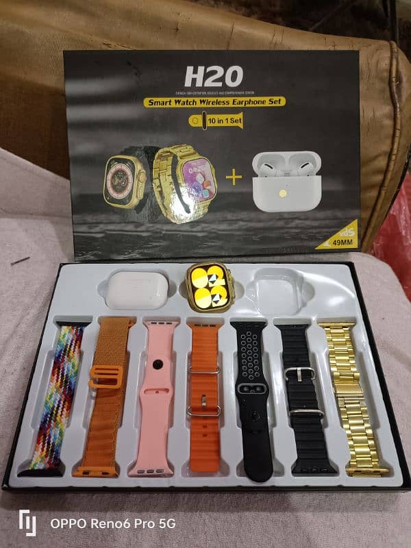 H20 watch with 7 different straps and air buds pro 2 with watch cover 0