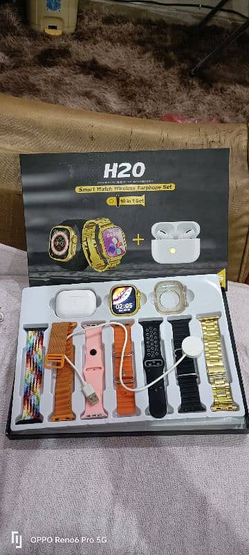 H20 watch with 7 different straps and air buds pro 2 with watch cover 1