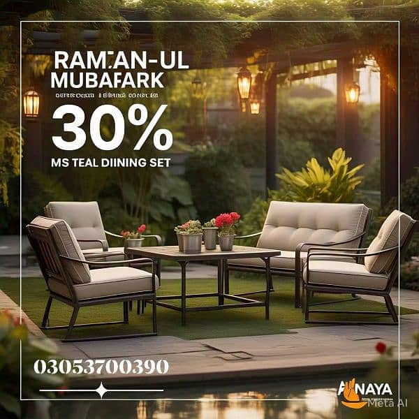 Garden sofa set ramzan ul Mubarak offer 30% discount ke sath 4