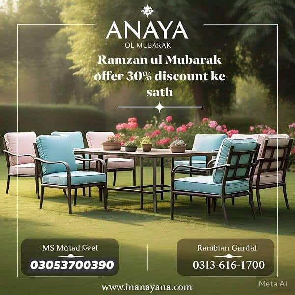 Garden sofa set ramzan ul Mubarak offer 30% discount ke sath 5