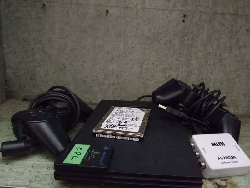 PS2 with 2 controllers  and hard drive 0