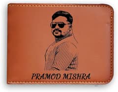 Gift Customiz Name and Picture Brown Wallet Keychain Set Home Delivery