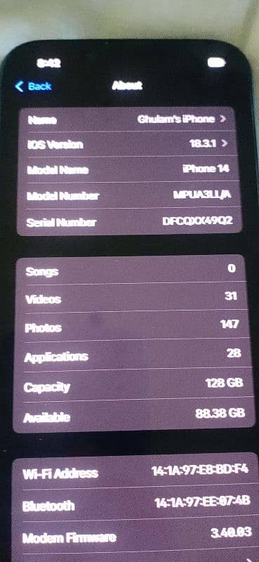 Iphone 14 128GB jv 2