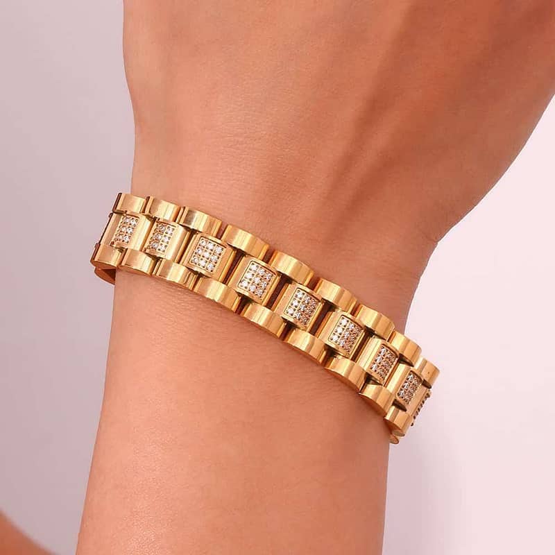 Gold Plated crystal chain bracelet 4