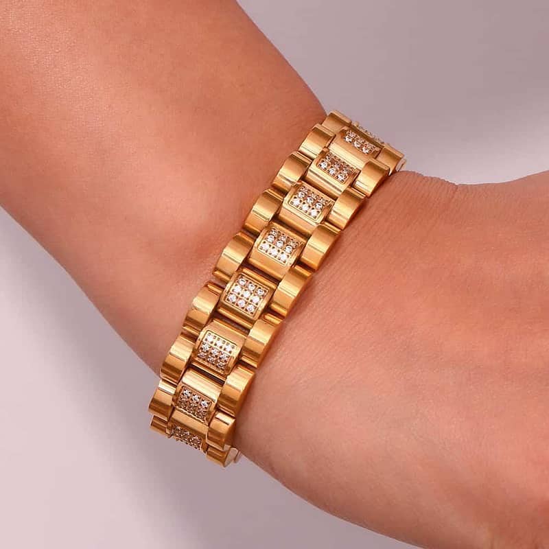 Gold Plated crystal chain bracelet 5