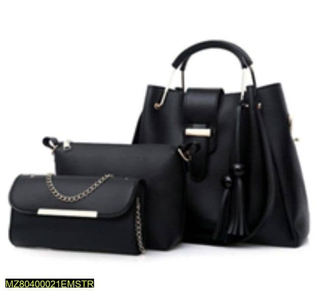 3 Pcs Women's PU leather hanbags 0