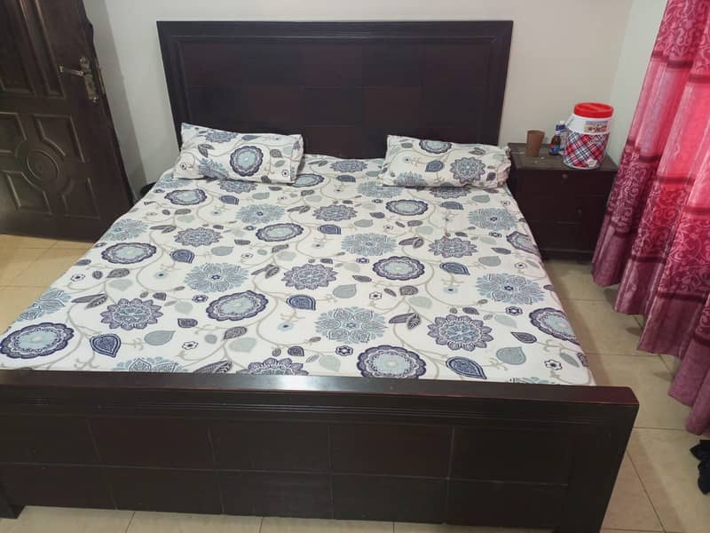 Bed and side table for sale (without Mattress) 0