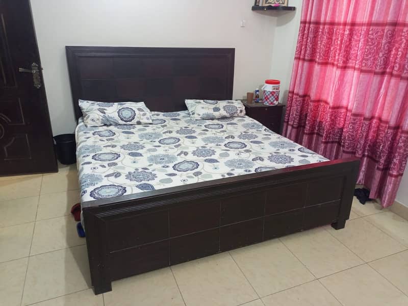 Bed and side table for sale (without Mattress) 1