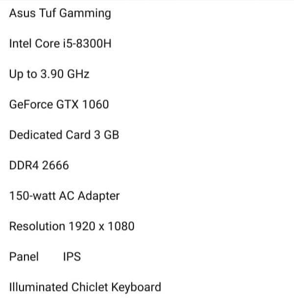 ASUS Tuf Gaming core i5 8300H 6