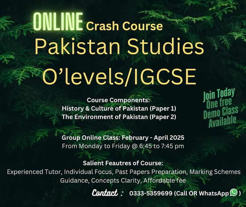 Online O'levels/IGCSE Pakistan Studies 0