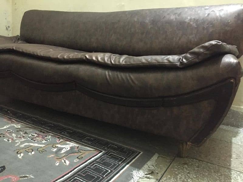 Leather Sofa Set 5 seater wooden 2