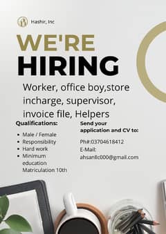 supervisor, store incharge office boy , invoice file, security guard,