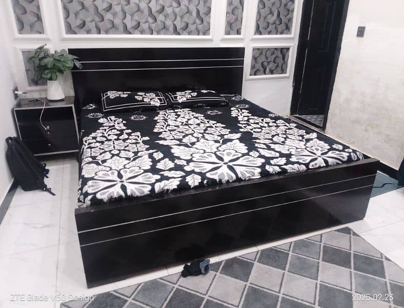 black wooden bed with matrass 2