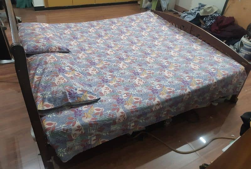 King size wooden bed with mattress 1