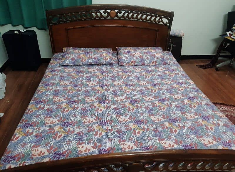 King size wooden bed with mattress 2